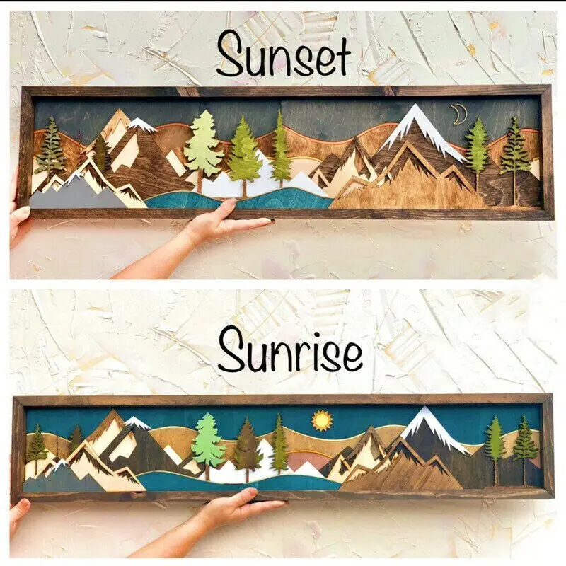 Wood Mountain Wall Art Will Bring Handmade Wood Mountain Wall Art 3d