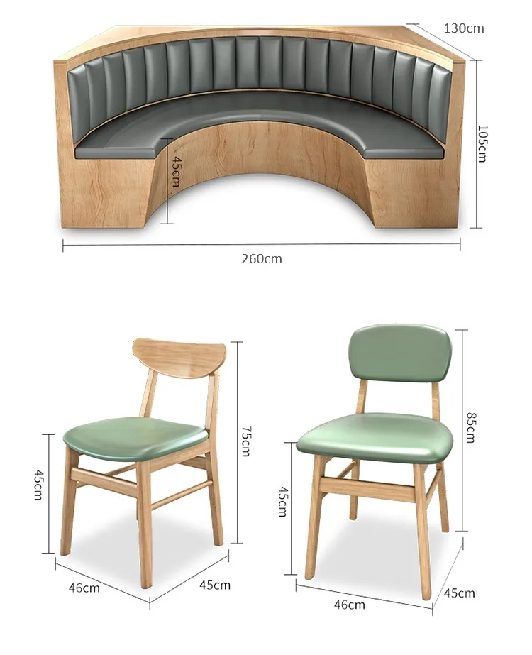 New Style Modern Fast Food Restaurant Table Set With Custom Booth