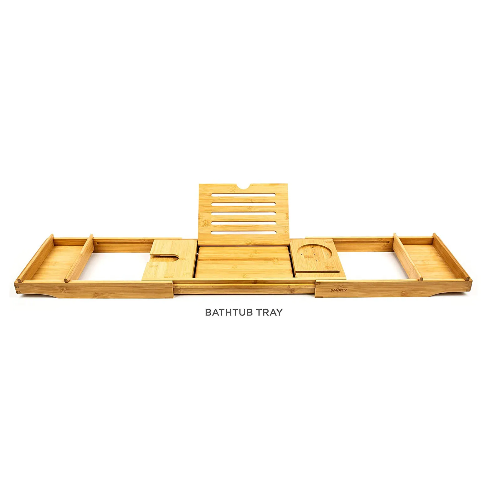 Expandable Bamboo Bathtub Tray Bamboo Bath Tray For Tub With Book Stand Bamboo Bath Caddy Tray