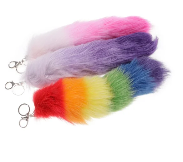 Пушистый меховой брелок с подвеской из натурального меха лисы