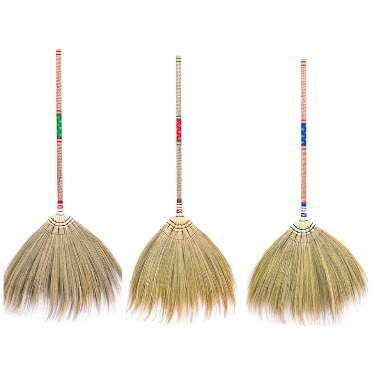 Decorative Traditional Seagrass Straw Broom Stick Cleaning Broom