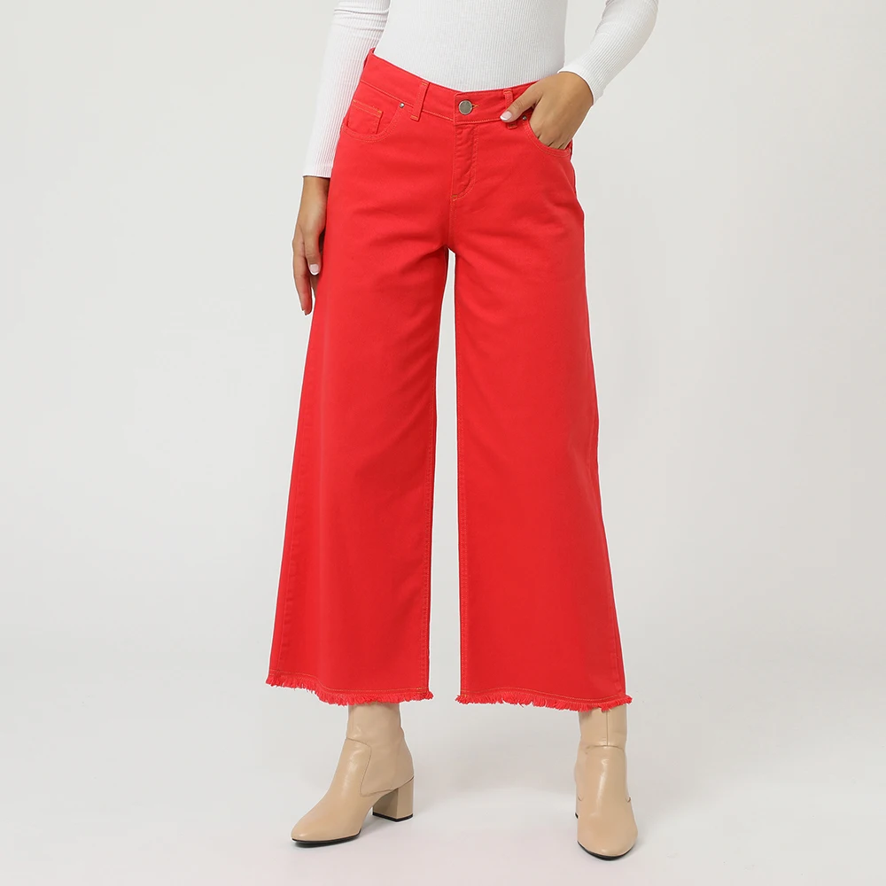 Made In Italy With Fringes Highwaisted With Zip Closure With Button At