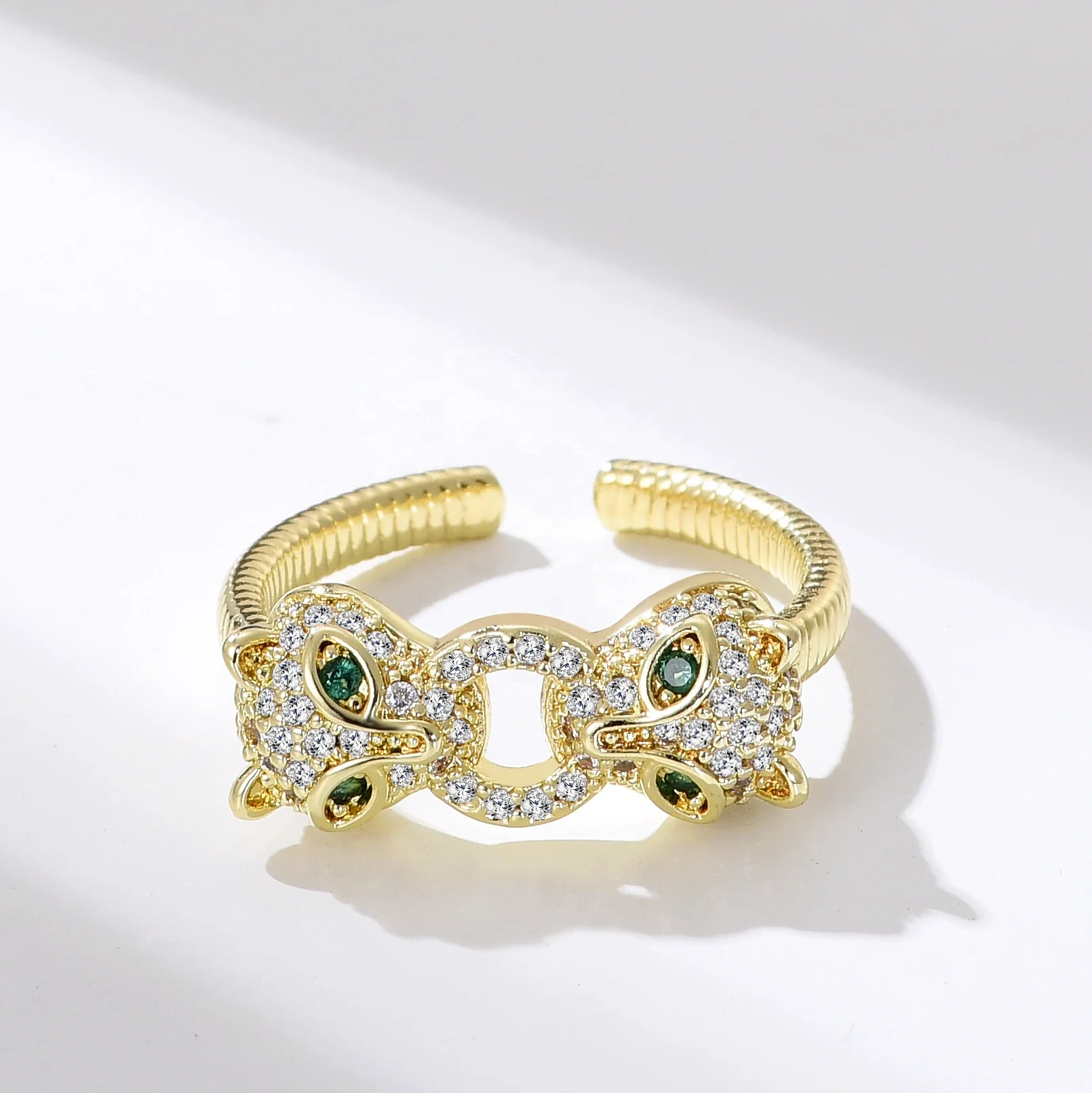 High Quality Lady's 18k Gold Plated Cz Zirconia Micro Pave Double Leopard  Head Rings Luxury Diamond Animal Finger Jewelry New Year 2023 - Buy Leopard  Ring,Gold Plated Rings,Animal Jewelry Product on