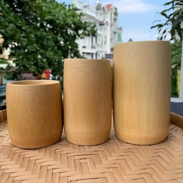 Cups Made Of Bamboo For Sale Stock Photo - Download Image Now