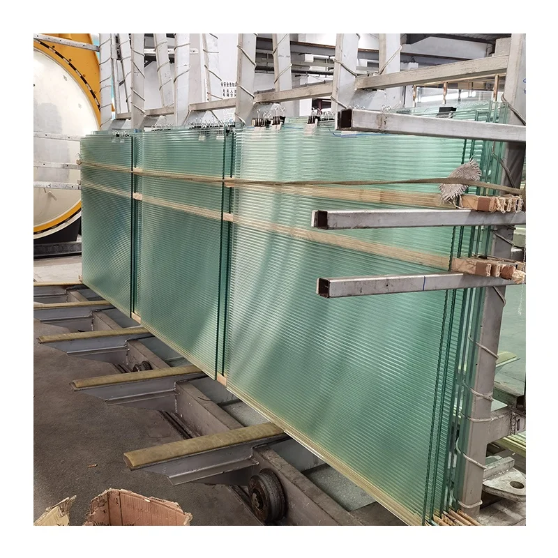Interior Renovation Crystal Laminated Striped Safety Glass  Moru Patterned Glass Sheets for Partition Glass Wall