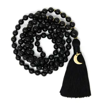 108 Beads Black Tourmaline Meditation Mala Necklace, Mala Prayer Beads Mala Necklace, Wholesale mala Necklace In India