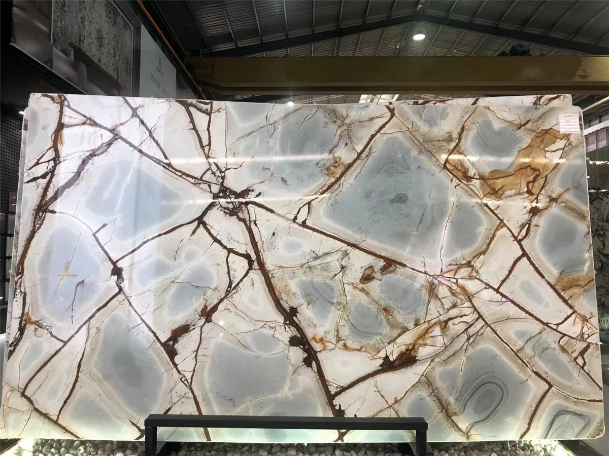 Popular Natural Deep Blue Quartzite Exotic Imperial Blue Roma Impression Quartzite Slab for Interior Decor