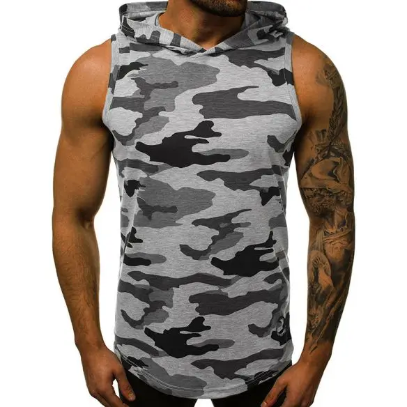 camo cut off hoodie