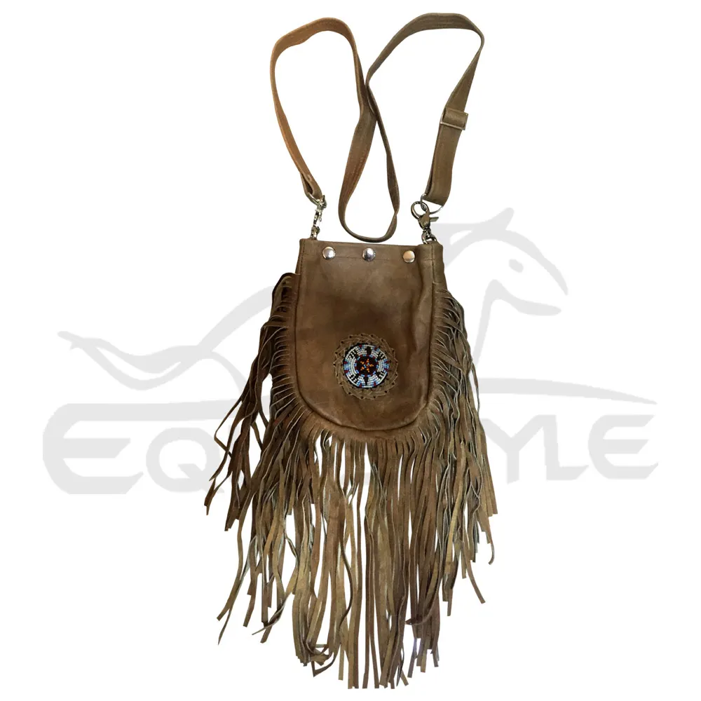 Vintage TASSEL LEATHER BAG Large Western Fringe Bag