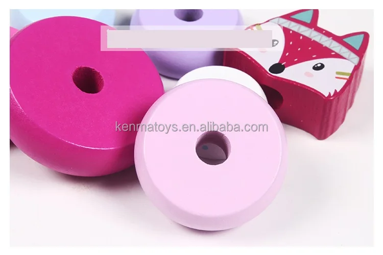 
2021 New Wooden Early Intelligence Educational Cartoon Stacking Rainbow Tower Elephant Tumbler Toy 