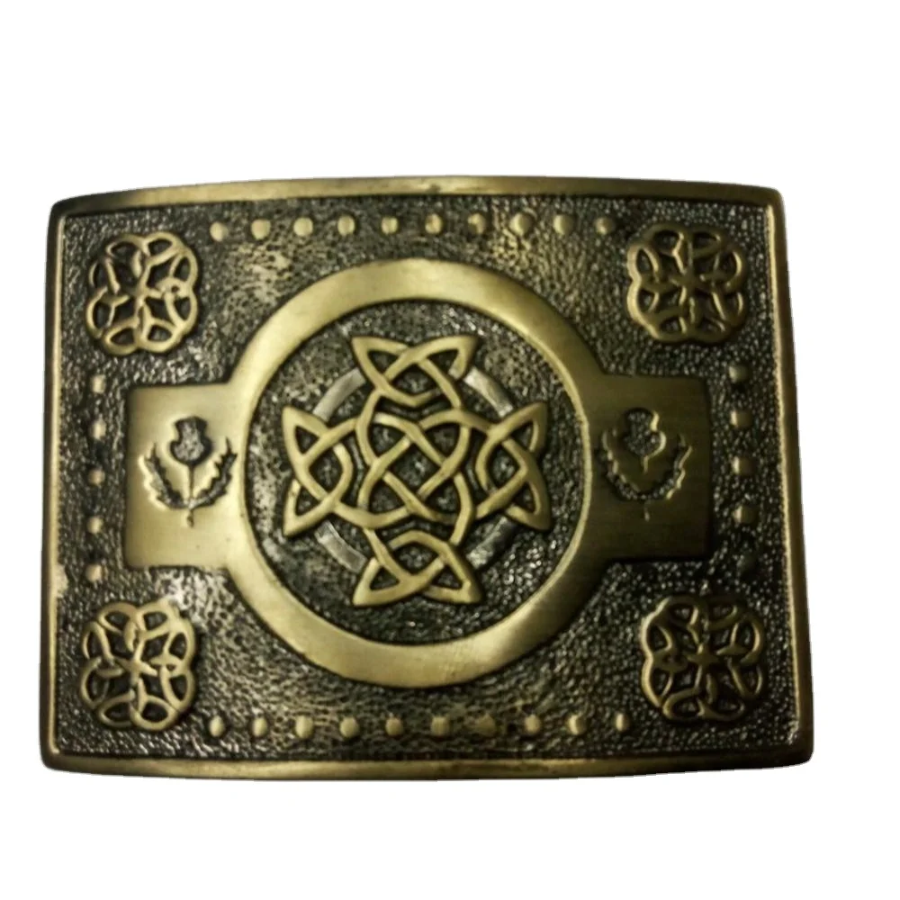 New Mens Scottish brass celtic knot Kilt Belt chrome Buckle for men kilts belt 