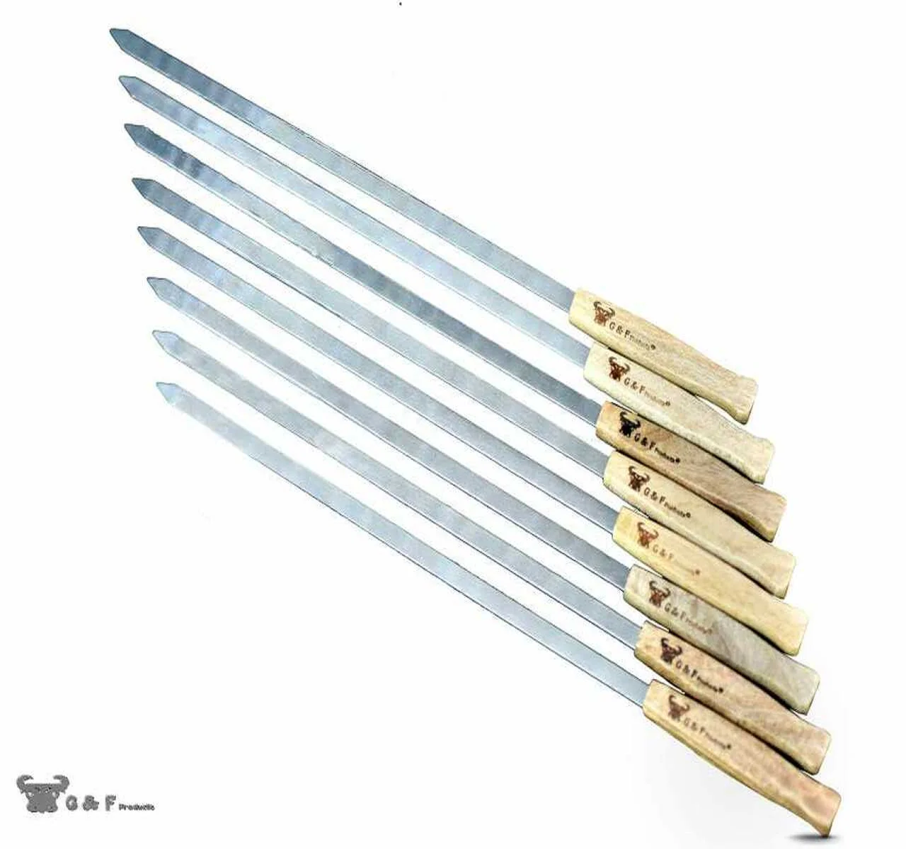 wth heavy duty Travel Bag Half-Inch Wide Blade G & F Products 17-Inch Long 25618 Large Stainless Steel Brazilian-Style BBQ Skewers Kebab Kabob Skewers Set of 8 