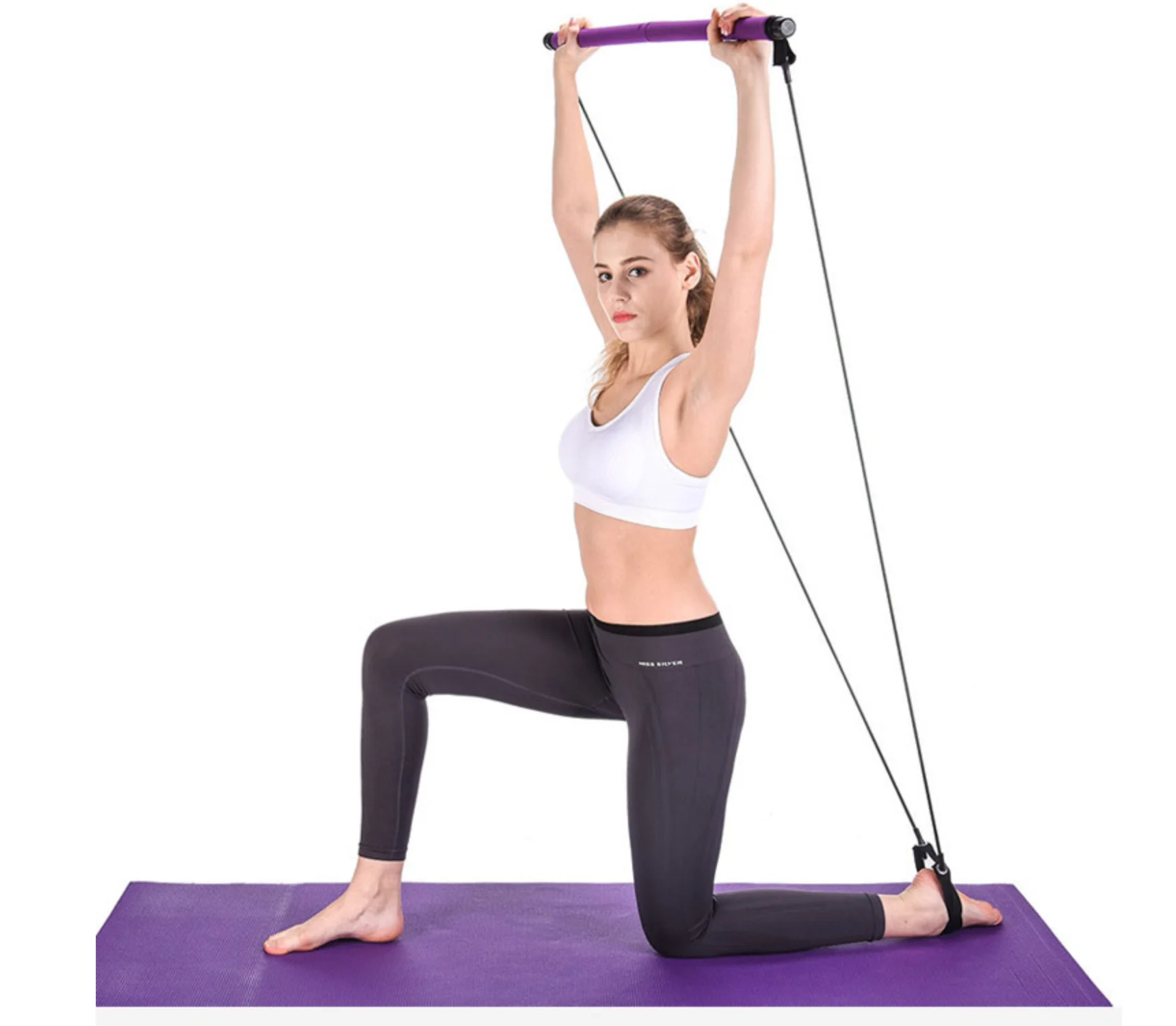 Kit de barre Pilates, avec bande de résistance réglable Bâton de