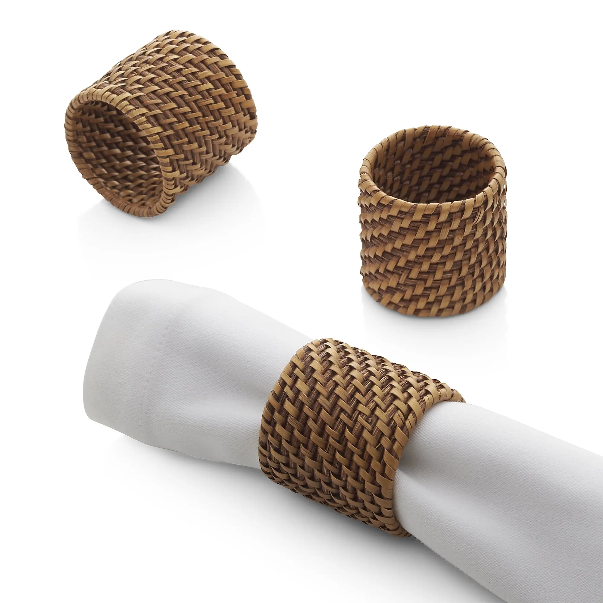 2022 Design 100 Handmade Wicker Rattan Napkin Rings Paper Towel Ring