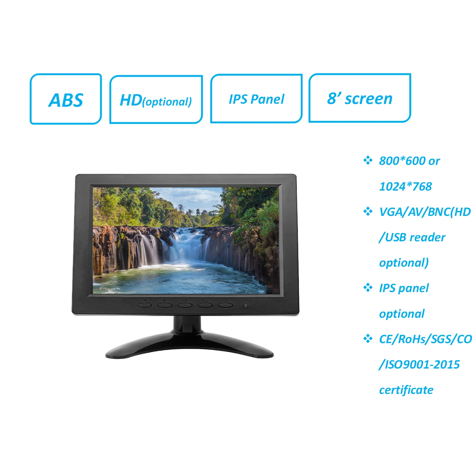 Low Price 8 Inch TFT LCD Monitor with TV Port 8 Inch LED Monitor Mini Color TV