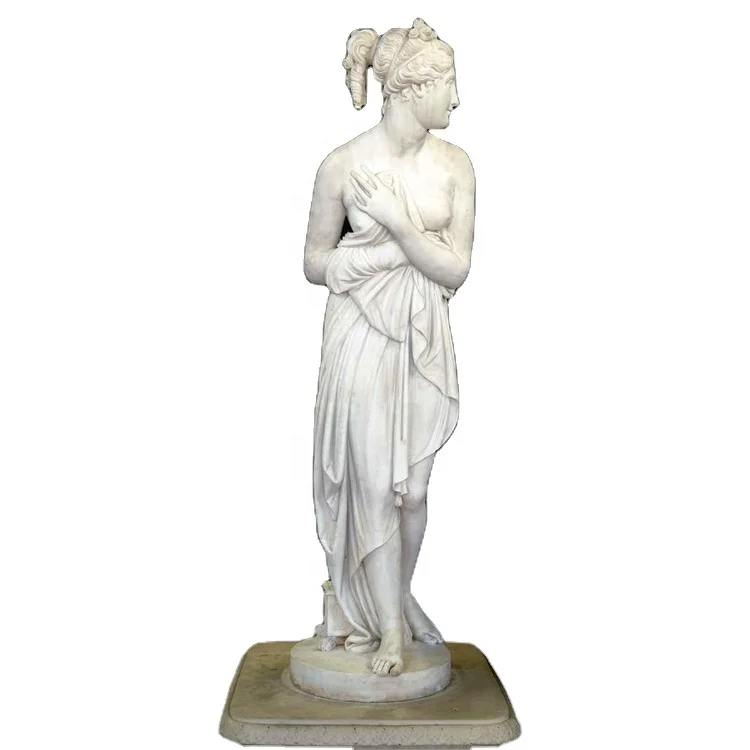 Antique Marble Nude Greek Lady Statue - Hand-Carved Female Nude