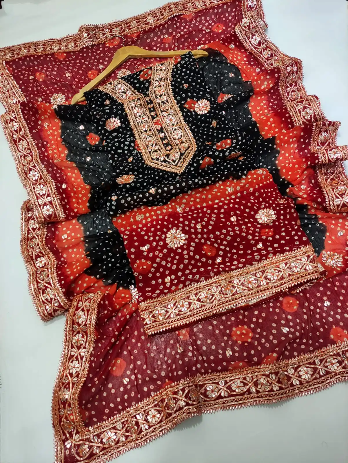 Traditional Indian Pakistani Salwar Kameez Dress Handmade Gotta Design Work On Silk Chiffon