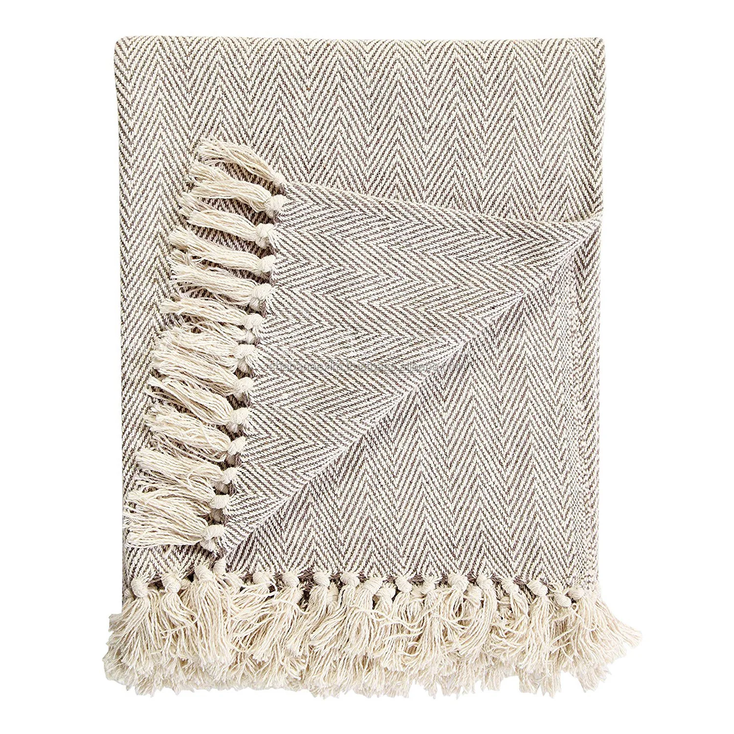 100 Cotton Throws Blankets Indian Decorative Grey Handmade Woven Throw