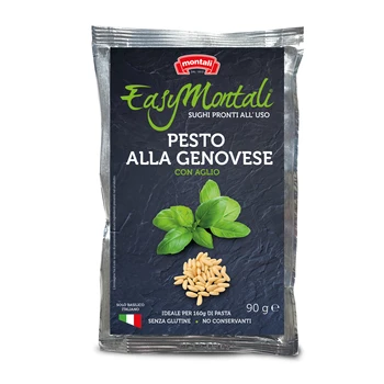 Top high quality Pesto sauce alla Genovese with garlic and basil made in Italy single dose for dressing snack and pasta sauce