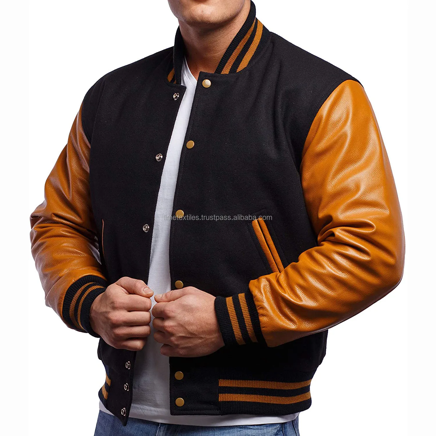 Men Letternman Varsity Jacket Wool 