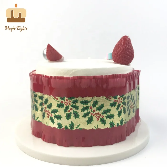 Wholesale Factory Price 3 Layer Gold Holly Red Christmas Cake Frill
