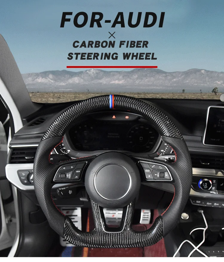 Carbon Fiber Led Steering Wheel For Audi A4 B8 A6 C7 A5 A4 B7 Q7 A3 8p