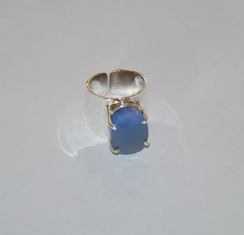 New Arrival Silver Blue Chalcedony Ring 925 Sterling Silver New Design Jewellery Natural Blue Chalcedony Ring Gemstone Jewelry
