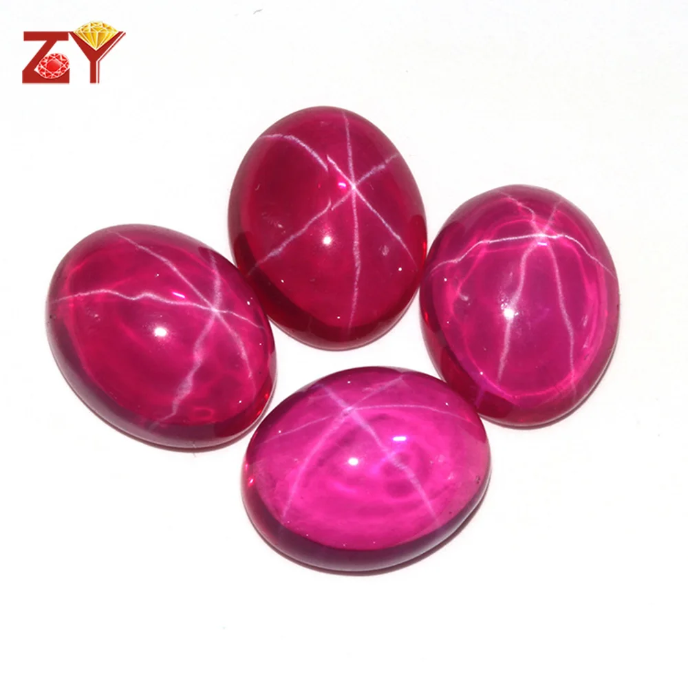 合成红宝石椭圆形平背星红宝石批发 - buy star ruby in wholesale
