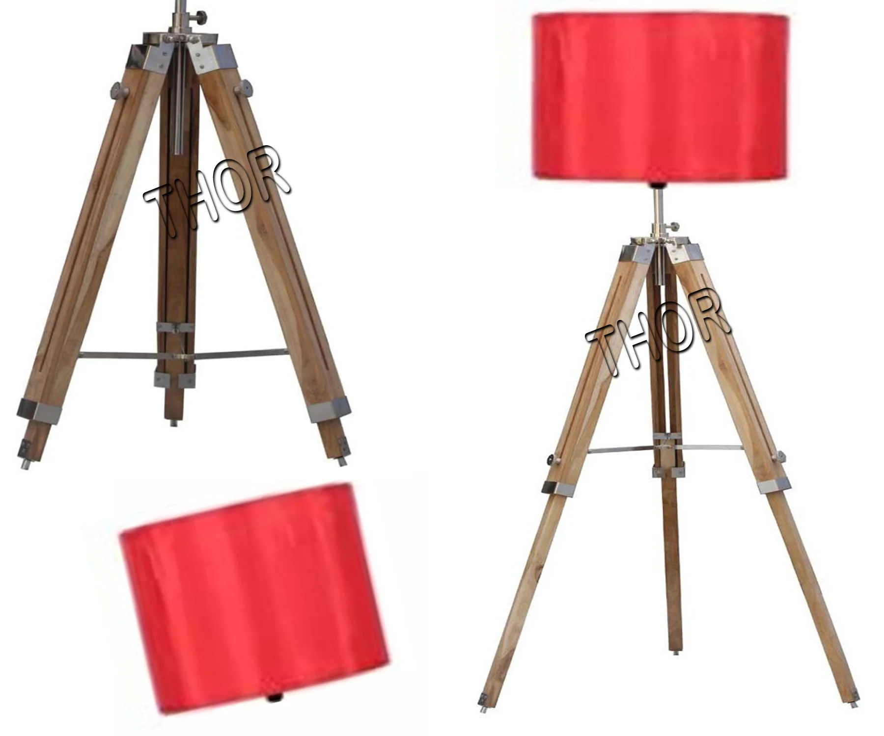 Nautical Table Lamp Lighting Adjustable Wooden Tripod Stand for Home Decorative 