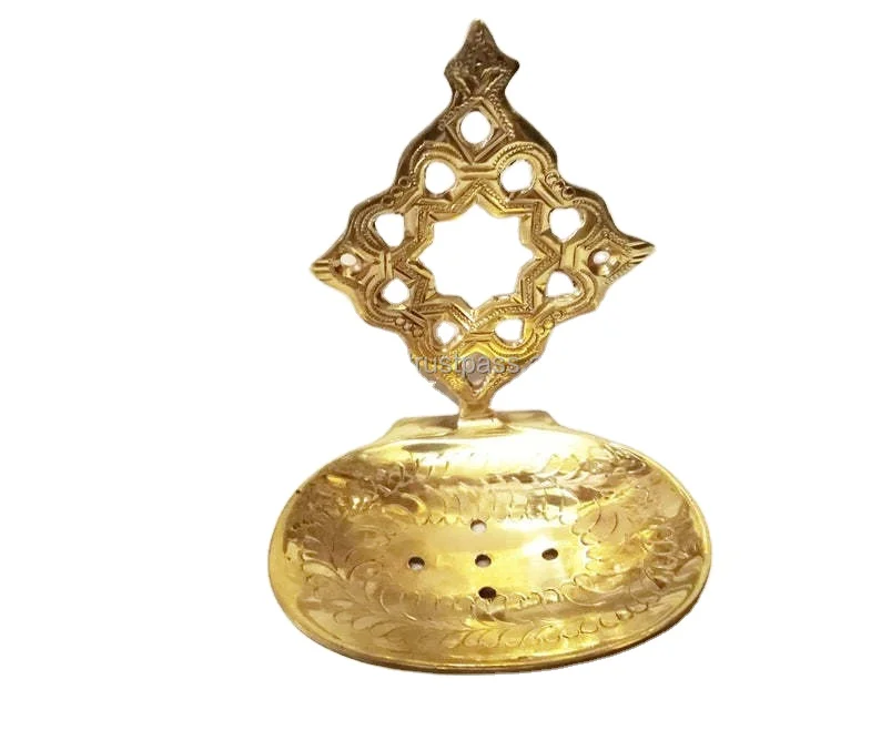 Moroccan Style Soap Dish in Rust-Free Brass with Gold Finished Perfect for Elegant Bathroom Accessory Use