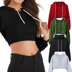 Crop Tops Hooded Pullover Custom Loose Sweatshirt Streetwear Hoodie Womens Ladies Long Sleeve Leopard Hoodie Fleece Casual