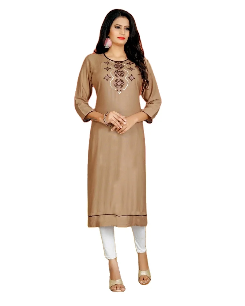 Aahwan Indian Kurtis for Women Beige Solid Polyester Cotton Skirt Dress  (AC-1003-Beige-XXL) price in UAE | Amazon UAE | kanbkam