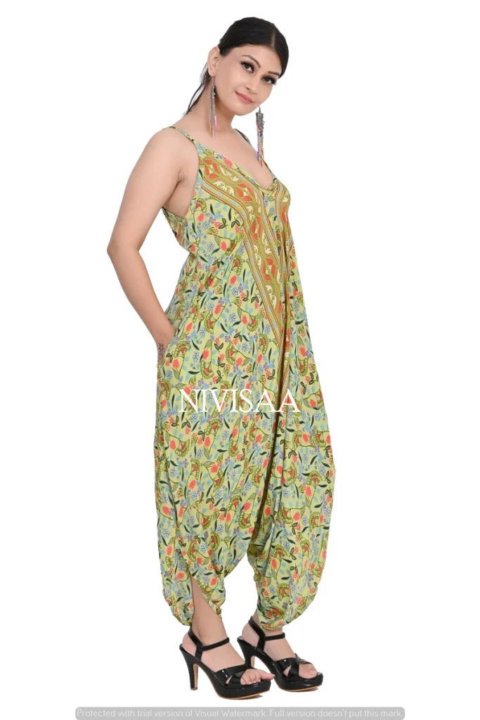 Tuta da donna estiva tuta da zingara in viscosa di seta stampata