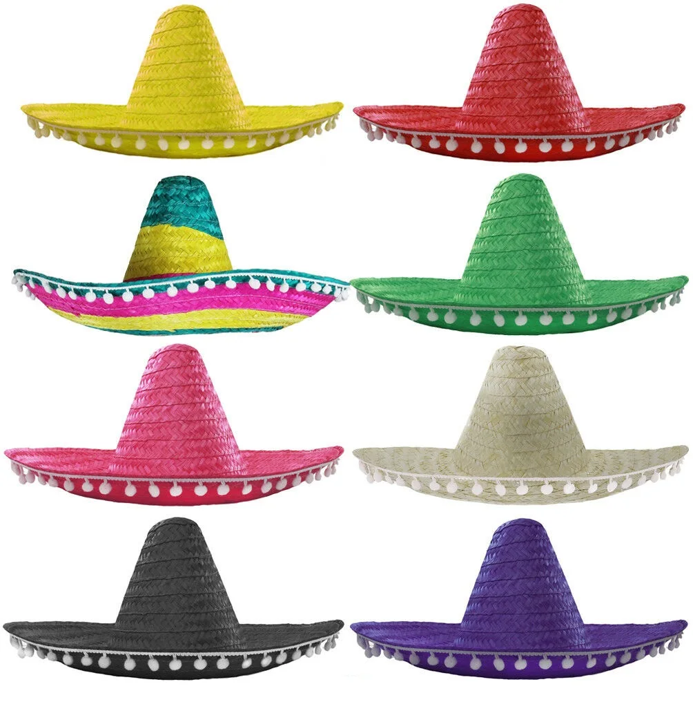 Adult Fancy Dress Mexican Sombrero Mexico Hat 50cm Multi Coloured Sombrerro fg 
