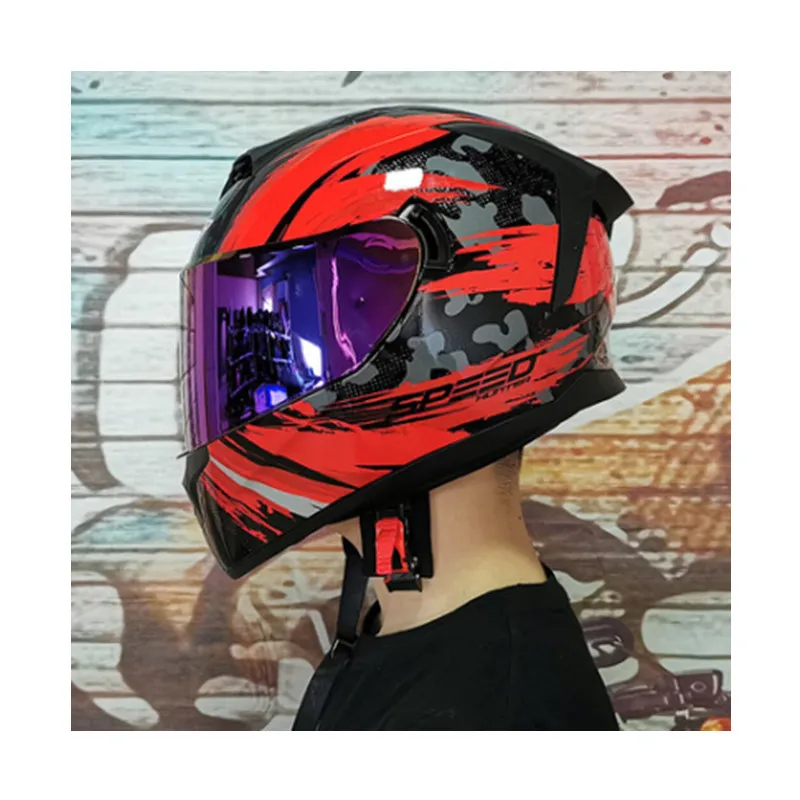High Impact Resistance Custom Motorcycle Helmet Moto Bike Helmet  Full Face Double Lens Helmet