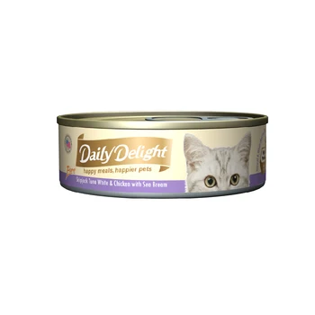 Daily Delight Brand 80g Taurine Vitamin E Nutritionally Balanced Skipjack Tuna White Chicken Sea Bream Cat Can Food
