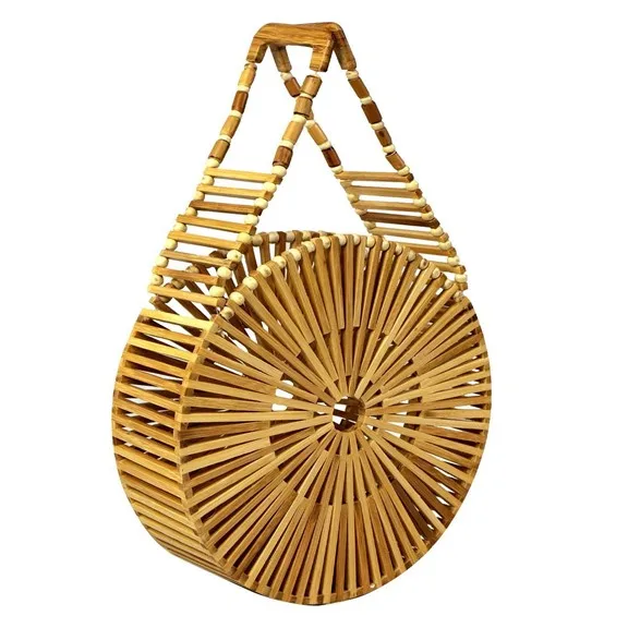 round bamboo purse