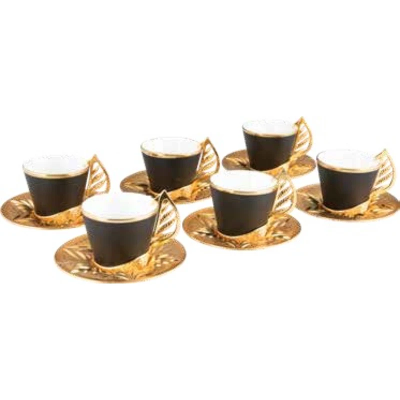 Turkish Silver Gold Ceramic Coffee Cup Set Tableware With Tray Turkish ...