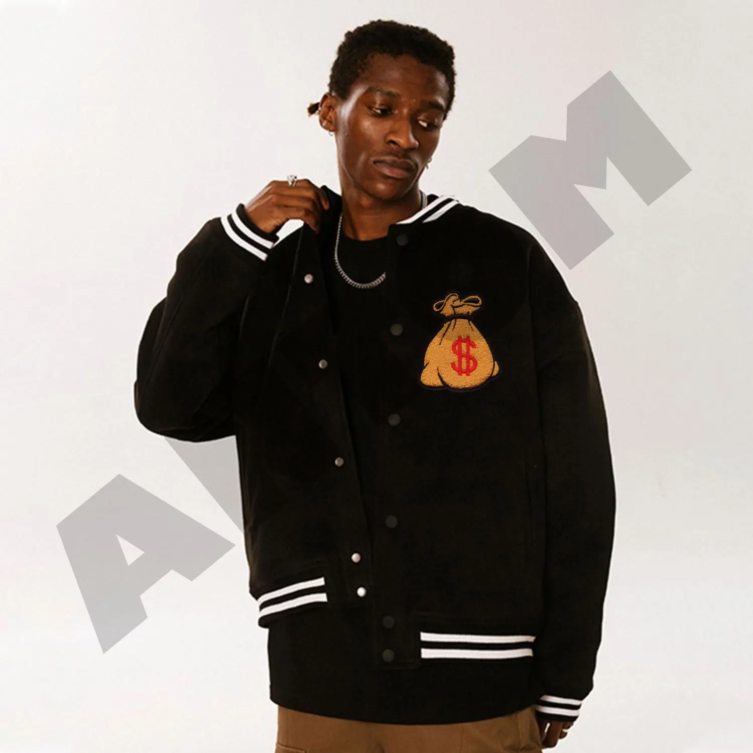 Silver Satin Varsity Jacket Of Unisex 