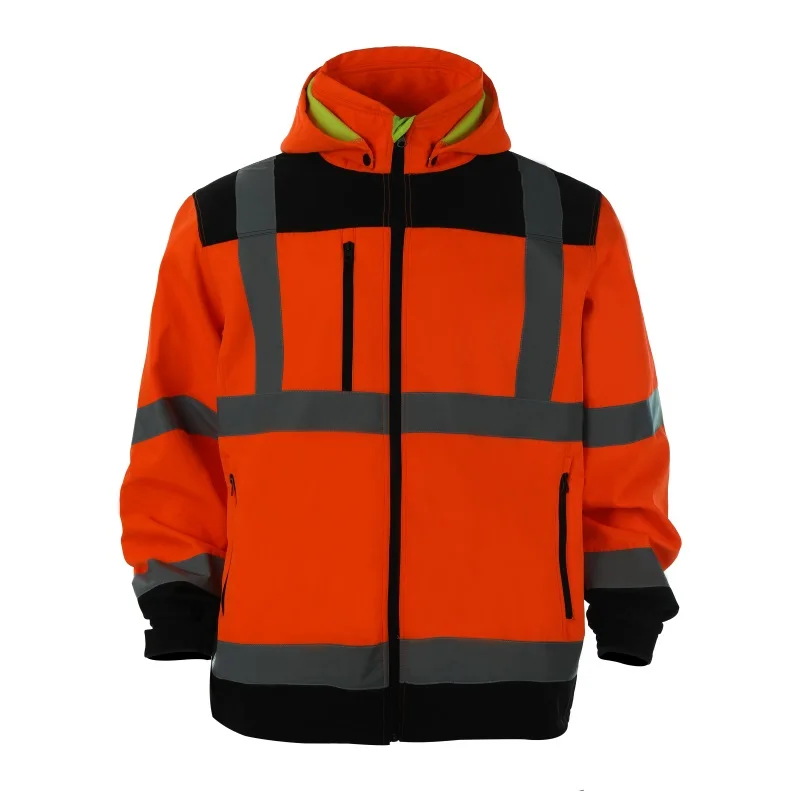 Reflective Safety Fluorescent Orange Reflective Safety Fleece First Aid Ambulance Jacket Security Jacket for Mens and Ladies