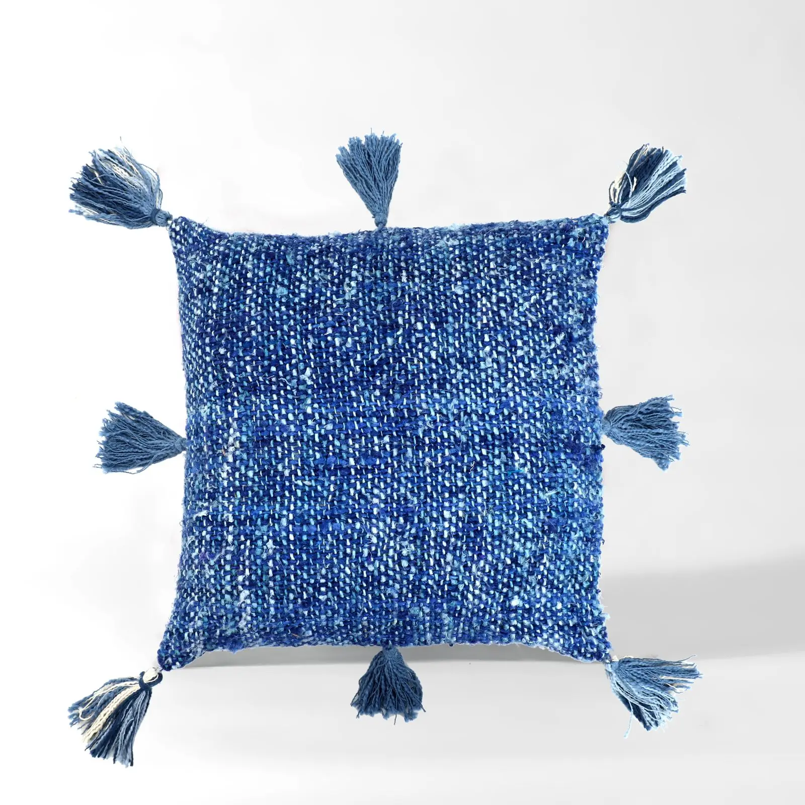 modern and classic cushion cover made up of blue banana fabric