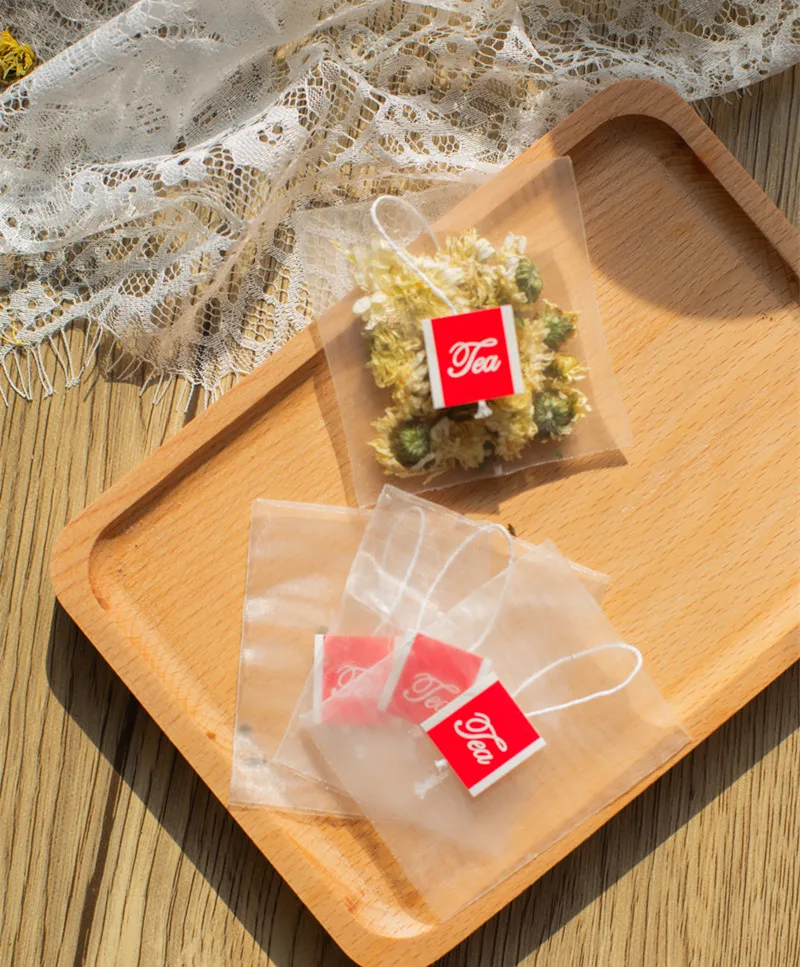 Popular  PLA Corn Fiber Empty  Biodegradable Pyramid Tea Bag With String and Tag