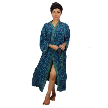 Night Wear Suit Maxi Dress Wrap Dress Swim Cover Up Free Size Dressing Gown Vintage style Bath Robe Long Silk Kimono For Women