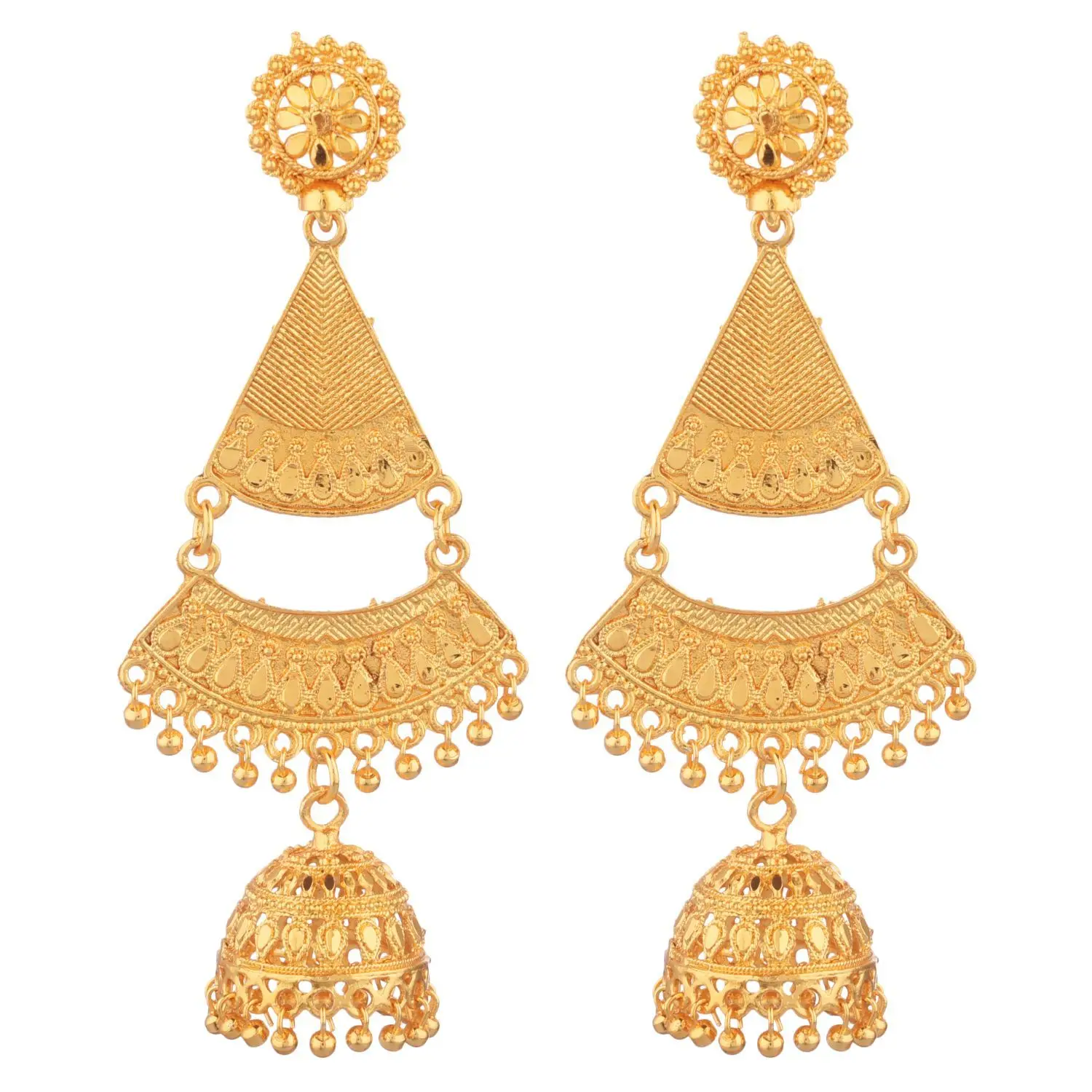 Buy CRUNCHY FASHION Retro Big Gold Jhumka With Black Beads Long Chain  Tassel Hangers Earrings Online at Best Prices in India  JioMart
