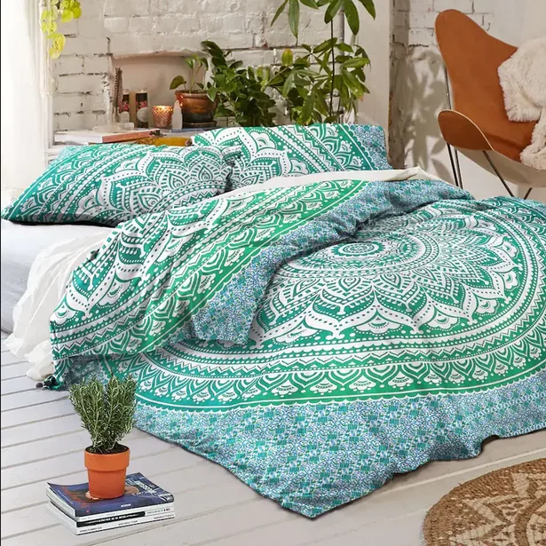 Indian Mandala Handmade Bedding Bed Sheet Pillow Cover Set Bedspread King Size 