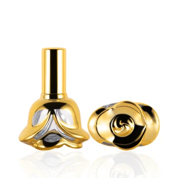 Brand New Perfume Bottle 6ml Golden Attar Oud Oil Bottle Spray High Quality Rose Shape Glass Bottle for Perfume Cosmetics