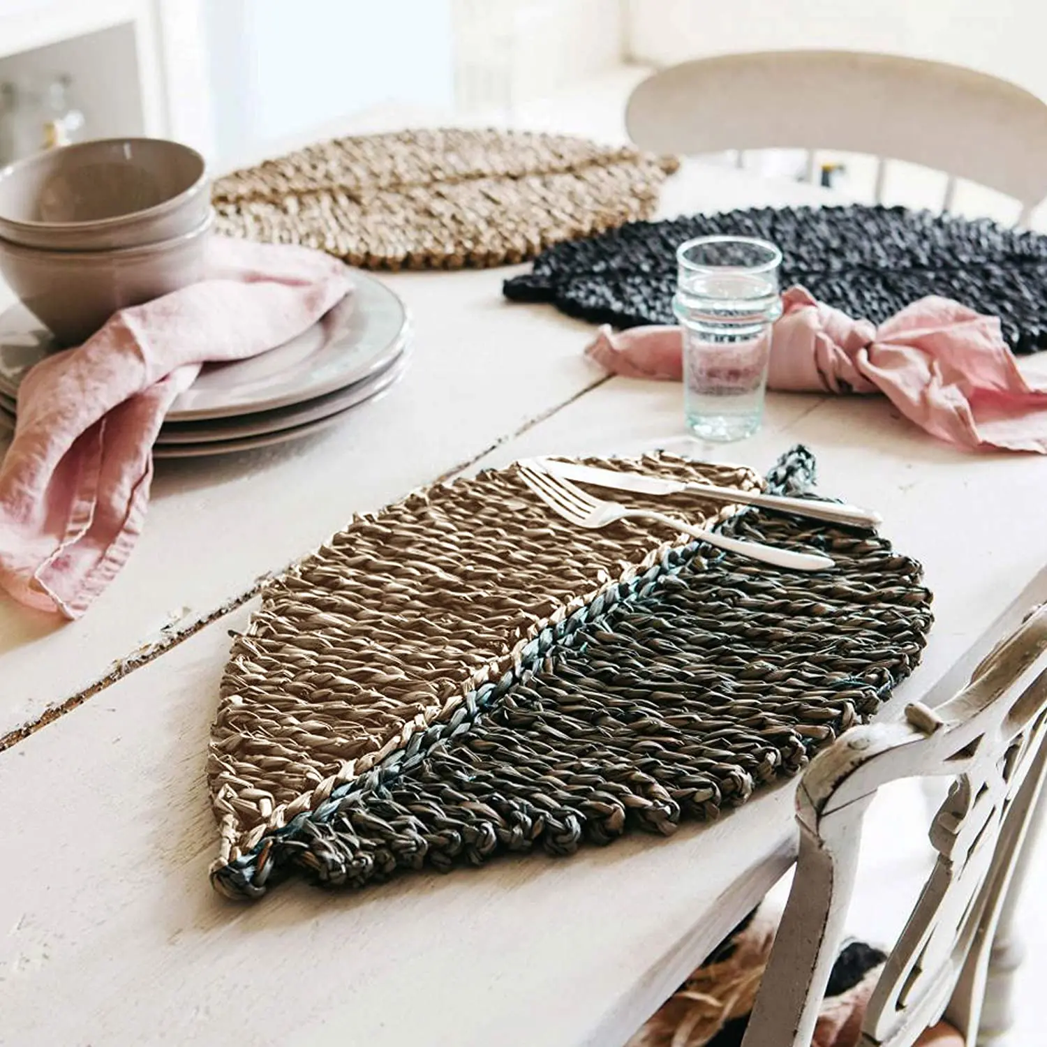 Two Color Seagrass Placemats/coaster Ecofriendly Decoration Handicraft