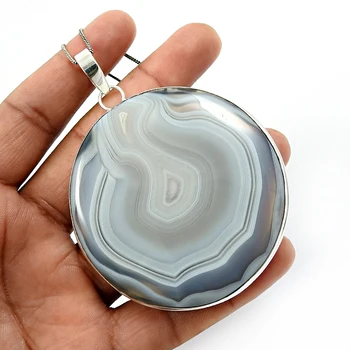 Striped onyx gemstone pendant for women and girl fine pendant jewelry solid 925 sterling silver wholesale supplier