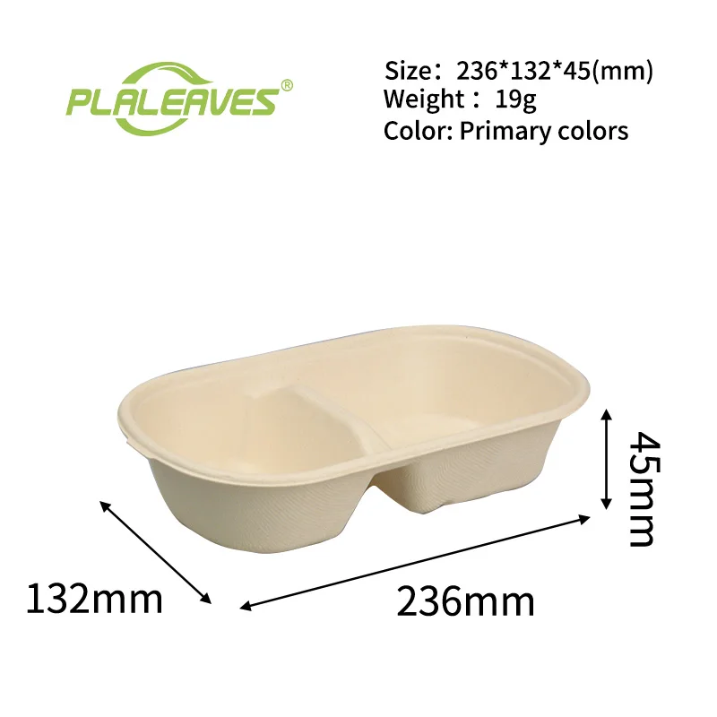 850ml 2 Compartment Biodegradable Takeout Bagasse Sugarcane Food ...