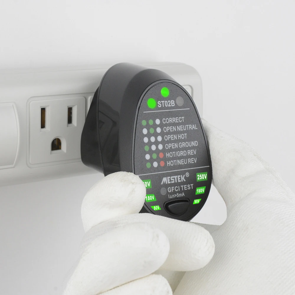 Automatic Electric Socket Outlet Tester Neutral Live Earth Wire RCD 90 to 250V Voltage Measurement Socket Tester Voltage Tester